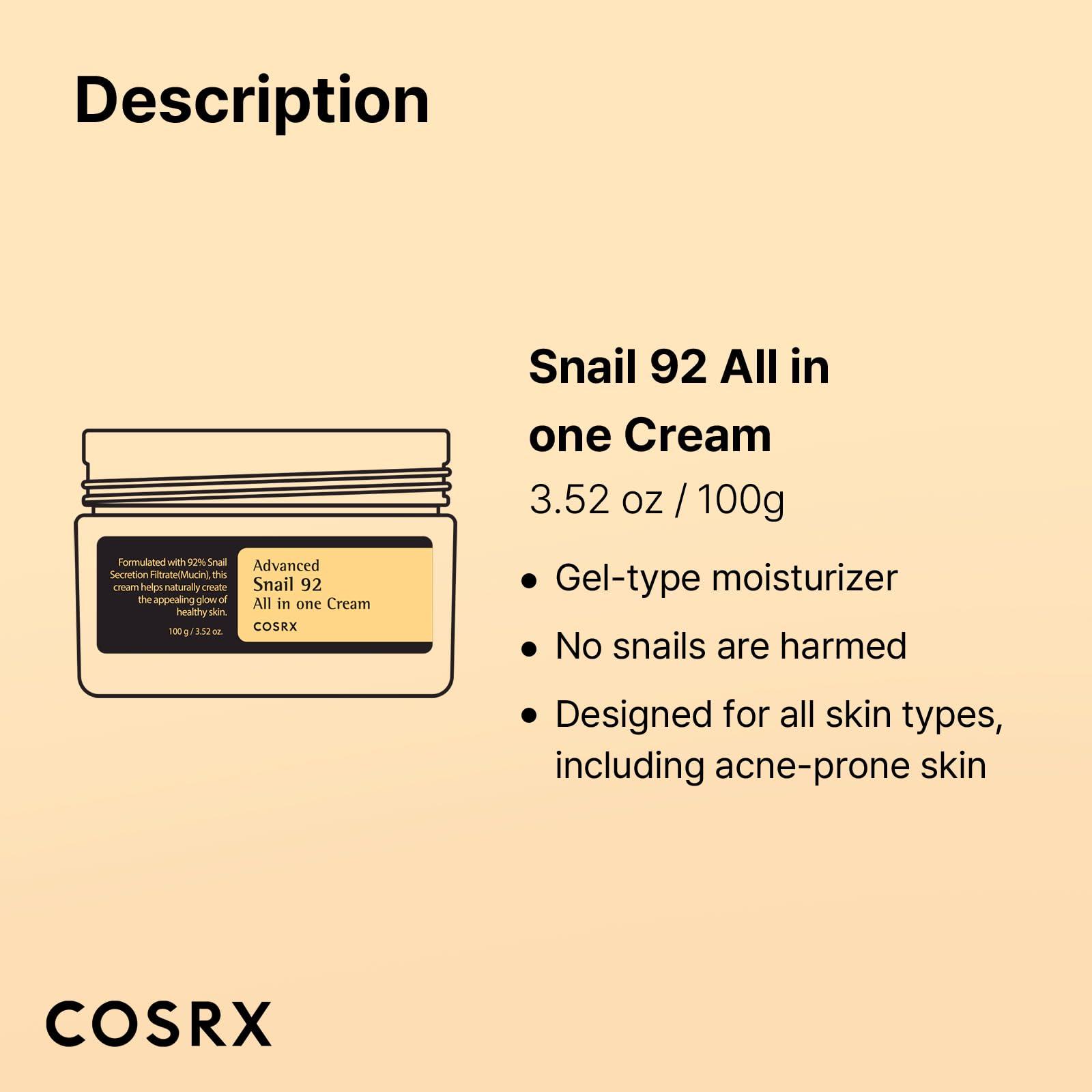 COSRX Snail Mucin 92% Face Moisturizer, 3.52 Oz, Lightweight Moisturing Cream for Soft, Glowy Skin, Korean Skin Care, Korean Moisturizer Face Cream - Image 7