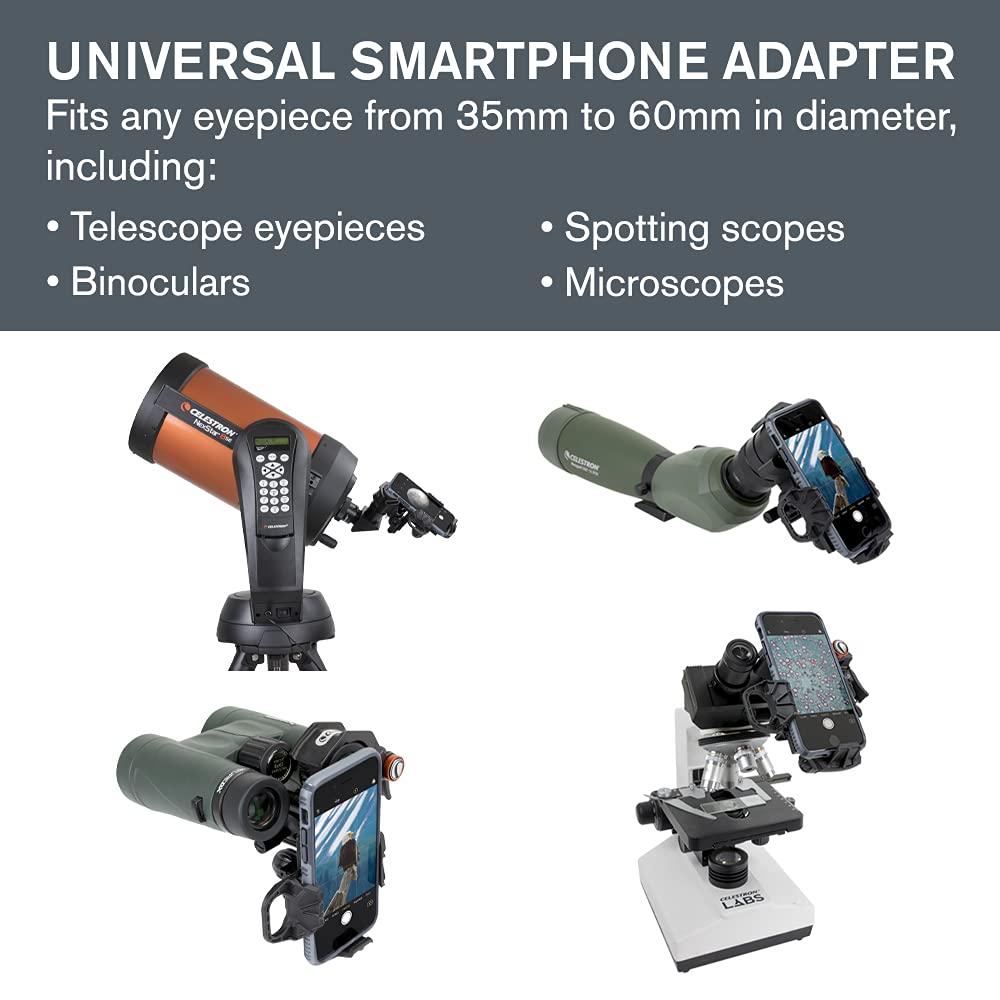 Celestron 81057 NexYZ DX 3-Axis Smartphone Adapter Kit with Bluetooth Shutter Remote - Capture Images and Video Through Your Telescope, Spotting Scope, Binoculars, Monocular and Microscope, Black - Image 2