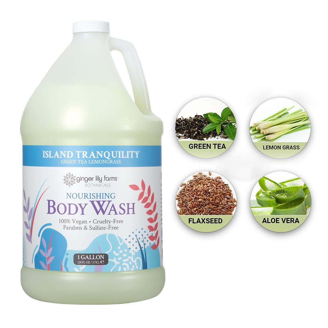 Ginger Lily Farms Botanicals Nourishing Body Wash, Island Tranquility, 100% Vegan & Cruelty-Free, Green Tea & Lemongrass Scent, 1 Gallon Refill (128 fl. oz.) - Image 6