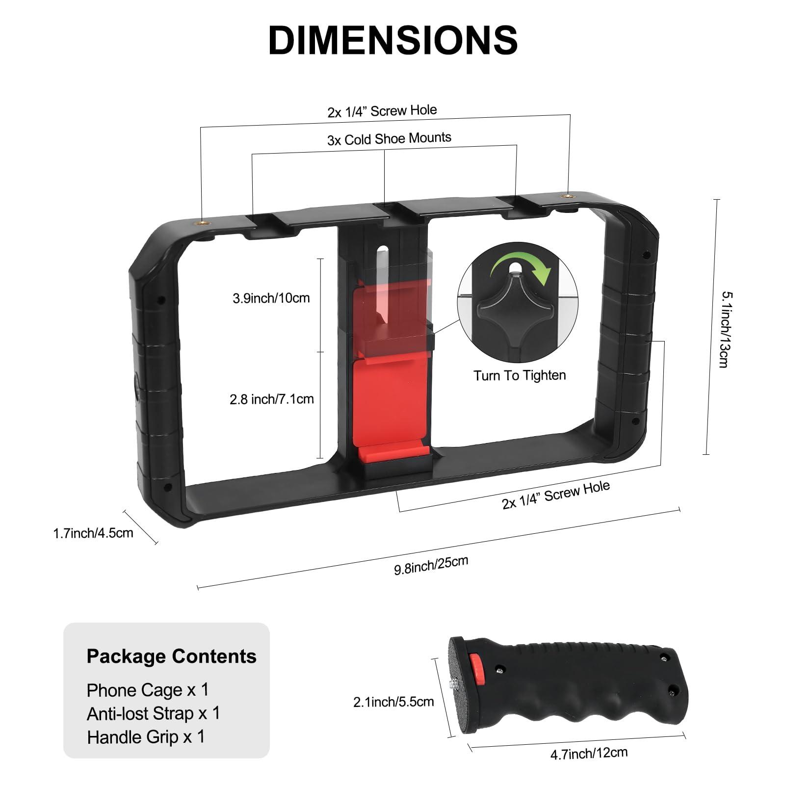 Taisioner Smartphone Video Rig Hand Girp Stabilizer Filmmaking Vlogging Case Phone Video Stabilizer with Cold Shoe for Film Maker Video Grapher Compatible with iPhone 15/14/13/12/ Pro Max and Android - Image 3