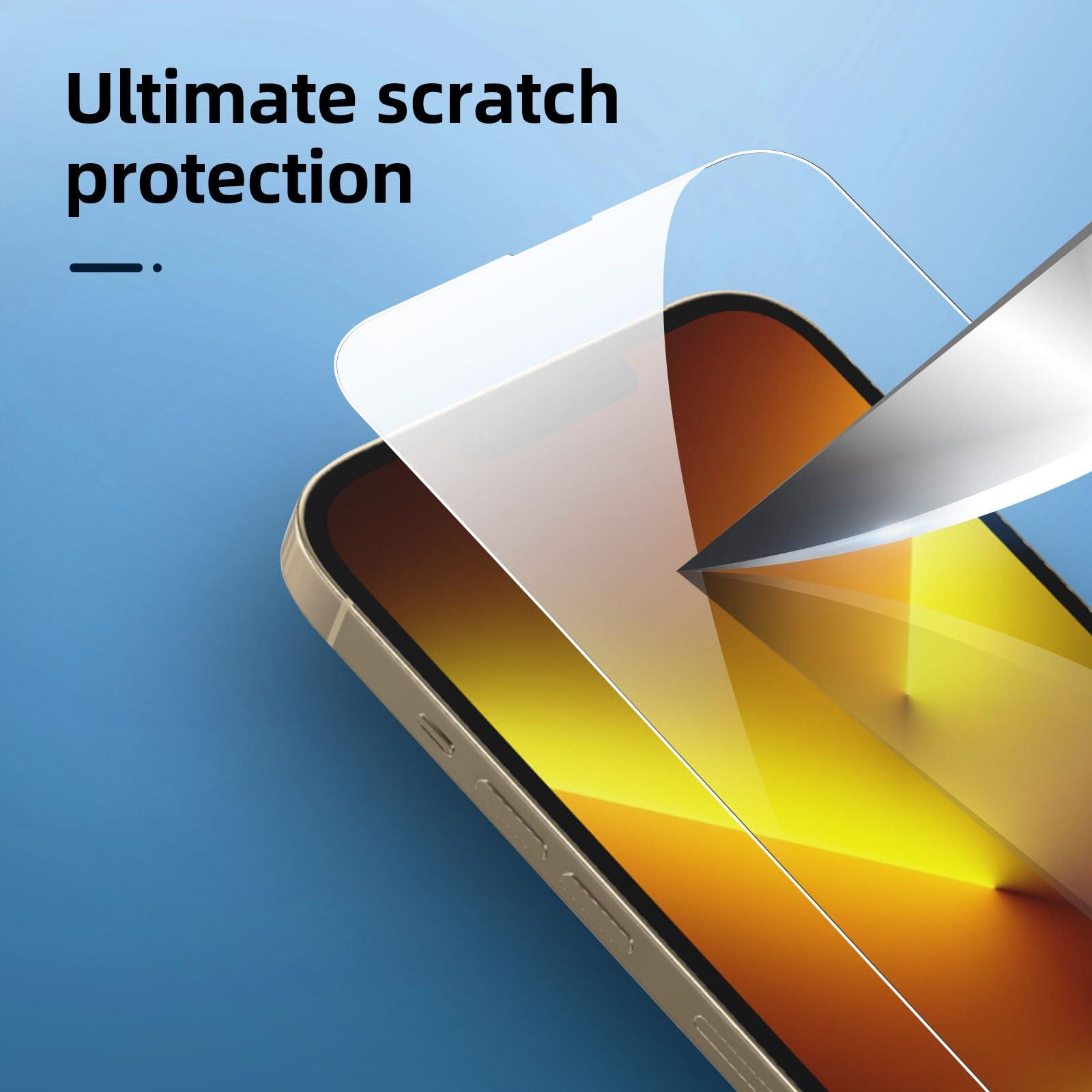NEW'C 3x for iPhone 13 Pro Max Screen Protector (6.7 inches)+ 3x Camera Lens Protector, Sensor Protection + Dust Plug - Case Friendly Tempered Glass Film, Ultra Resistant - Image 5
