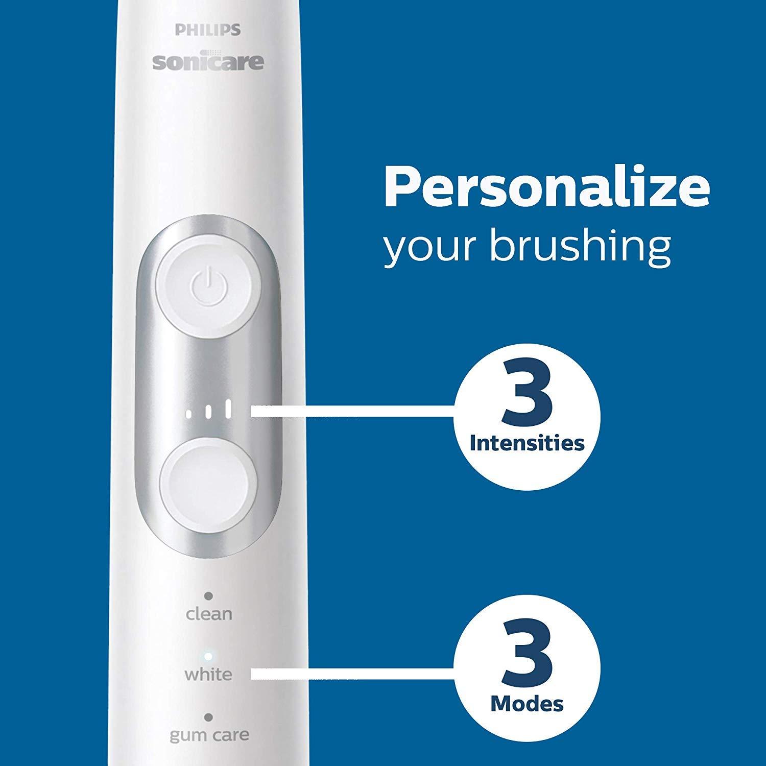 Philips Sonicare ProtectiveClean 6500 Rechargeable Electric Toothbrush, with Pressure Sensor, 3 Cleaning Modes, SmarTimer and QuadPacer, 14-Day Battery Life, Charging Travel Case, Navy Blue, HX6462/07 - Image 4
