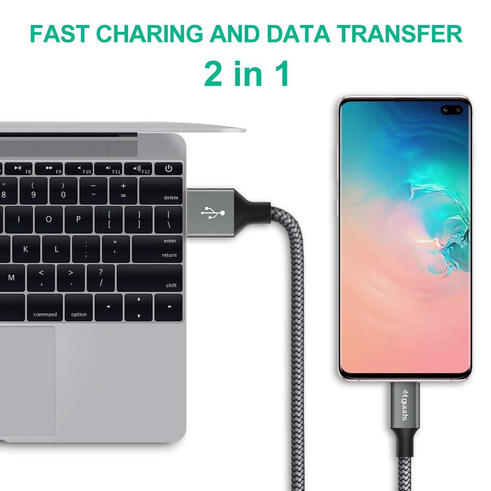 etguuds USB to USB C Cable 3ft, 2-Pack USB A to Type C Charger Cord Fast Charging for Samsung Galaxy A15 A25 A35 A55 A54, S24 S23 S22 S21 S20 S10 S10E, Note 20 10, Moto G, for iPhone 16 15, Gray - Image 4