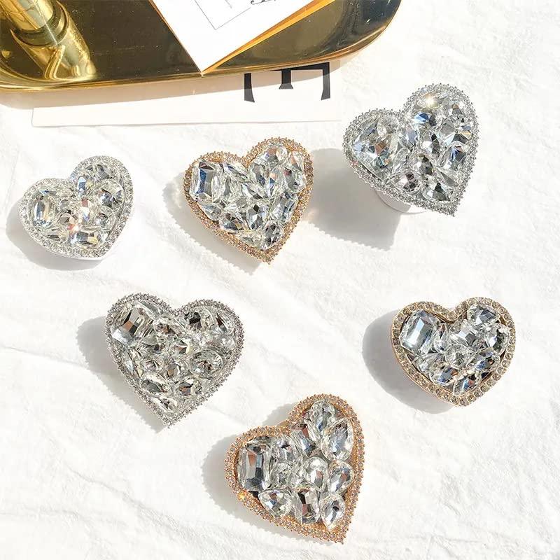 OnTheGrip Cute Cubic Diamond Heart Shape Design Collapsible Expandible Mobile Phone Grip Stand Holder for Smartphone Tablet Cell Phone Accessory (Gold Small) - Image 3
