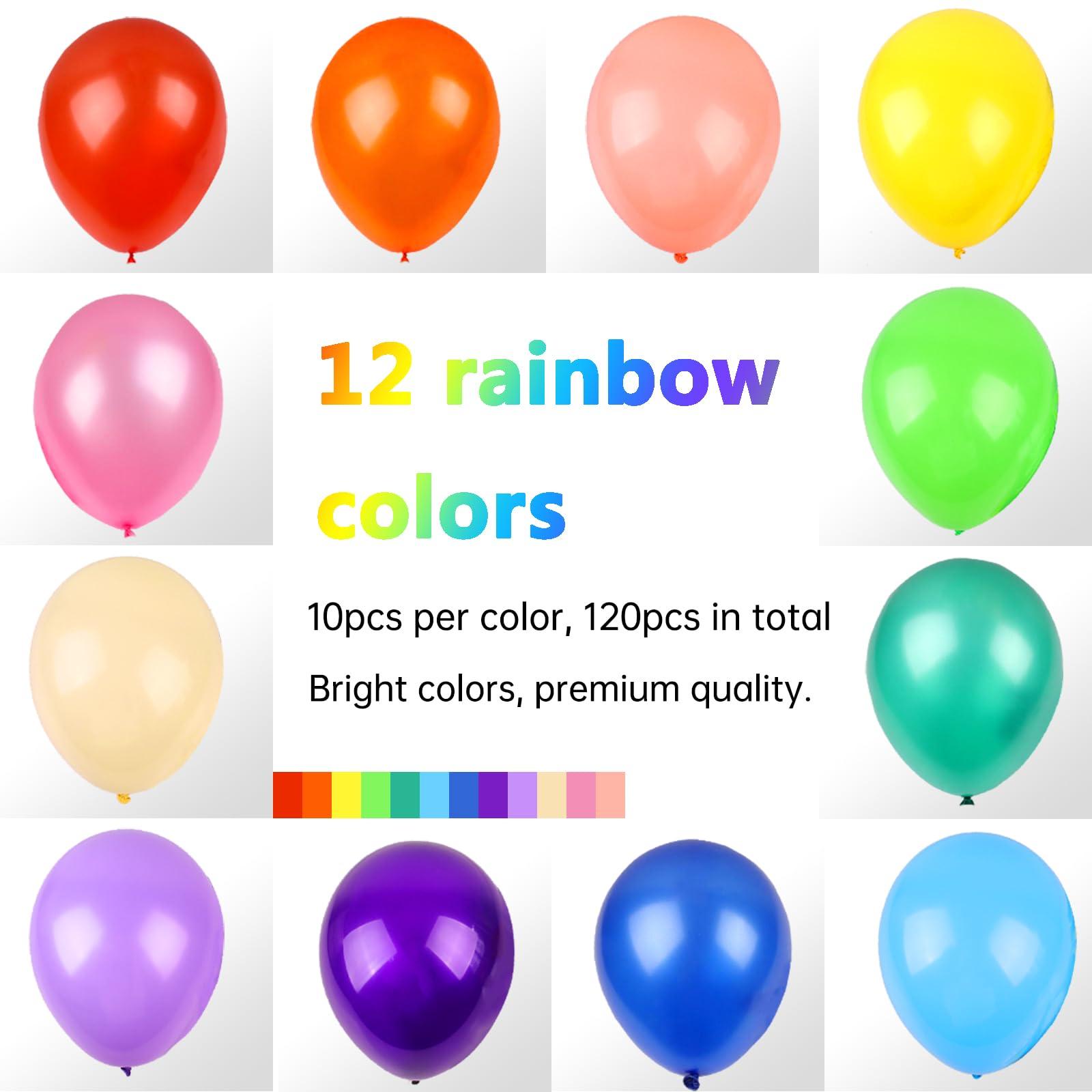 RUBFAC 120 Balloons Assorted Color 12 Inches Rainbow Latex Balloons, 12 Bright Color Party Balloons for Birthday Baby Shower Wedding Party Supplies Arch Garland - Image 4
