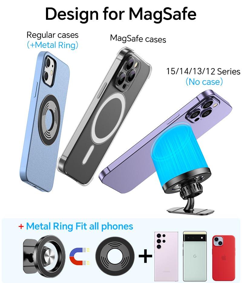 Kaistyle for Magsafe Car Mount【20 Strong Magnets】Magnetic Phone Holder for Car Phone Holder Mount Dash【360°】Cell Phone Holders for Your Car Accessories for Women Men iPhone 16 Pro Max 15 14 13 12 Plus - Image 7