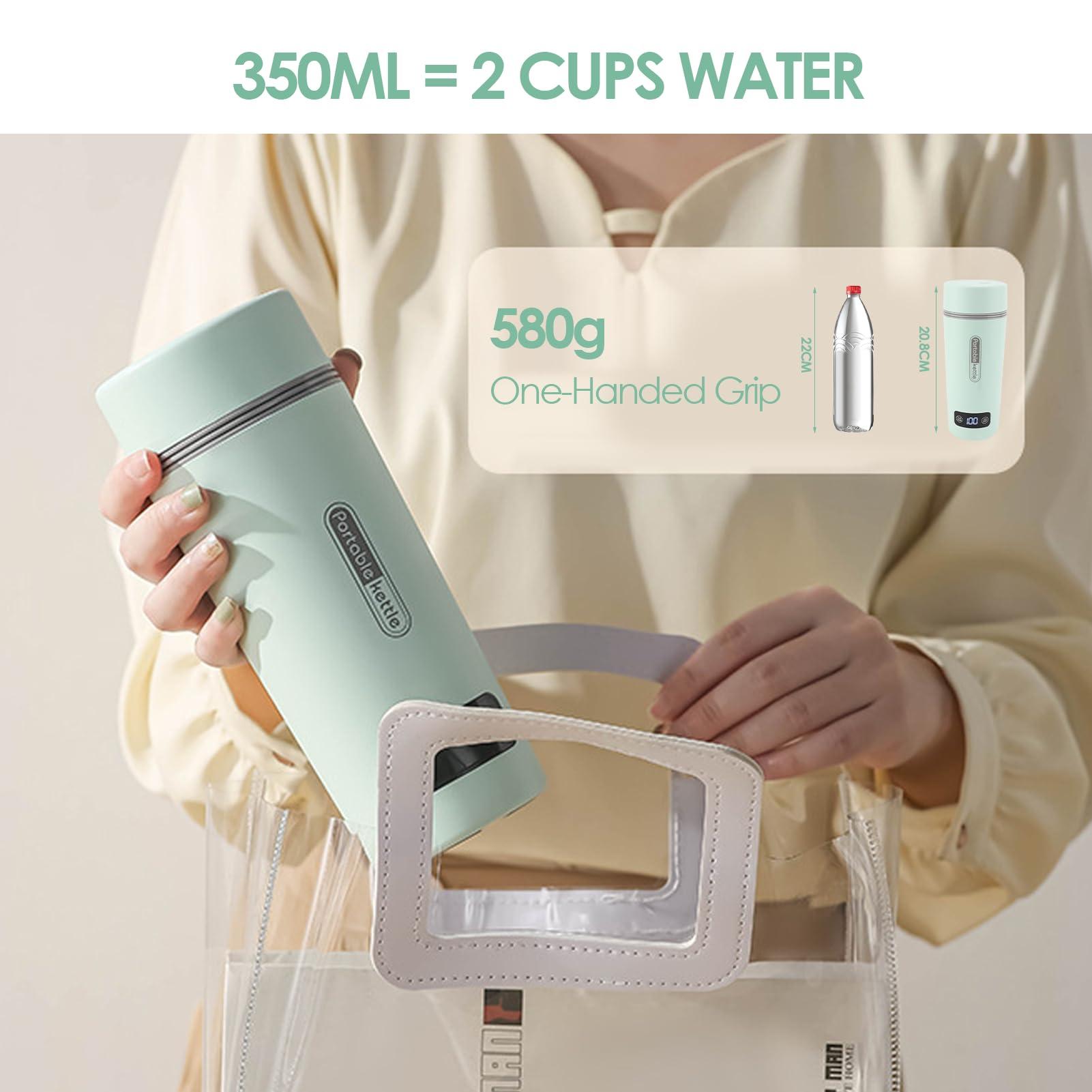 Travel Electric Kettle, 12oz Portable Water Boiler, 45/60/80/100℃ Temperature Control, Car Electric Travel Kettle, Portable Electric Kettle, 304 Stainless Steel Mini Hot Water - Image 4