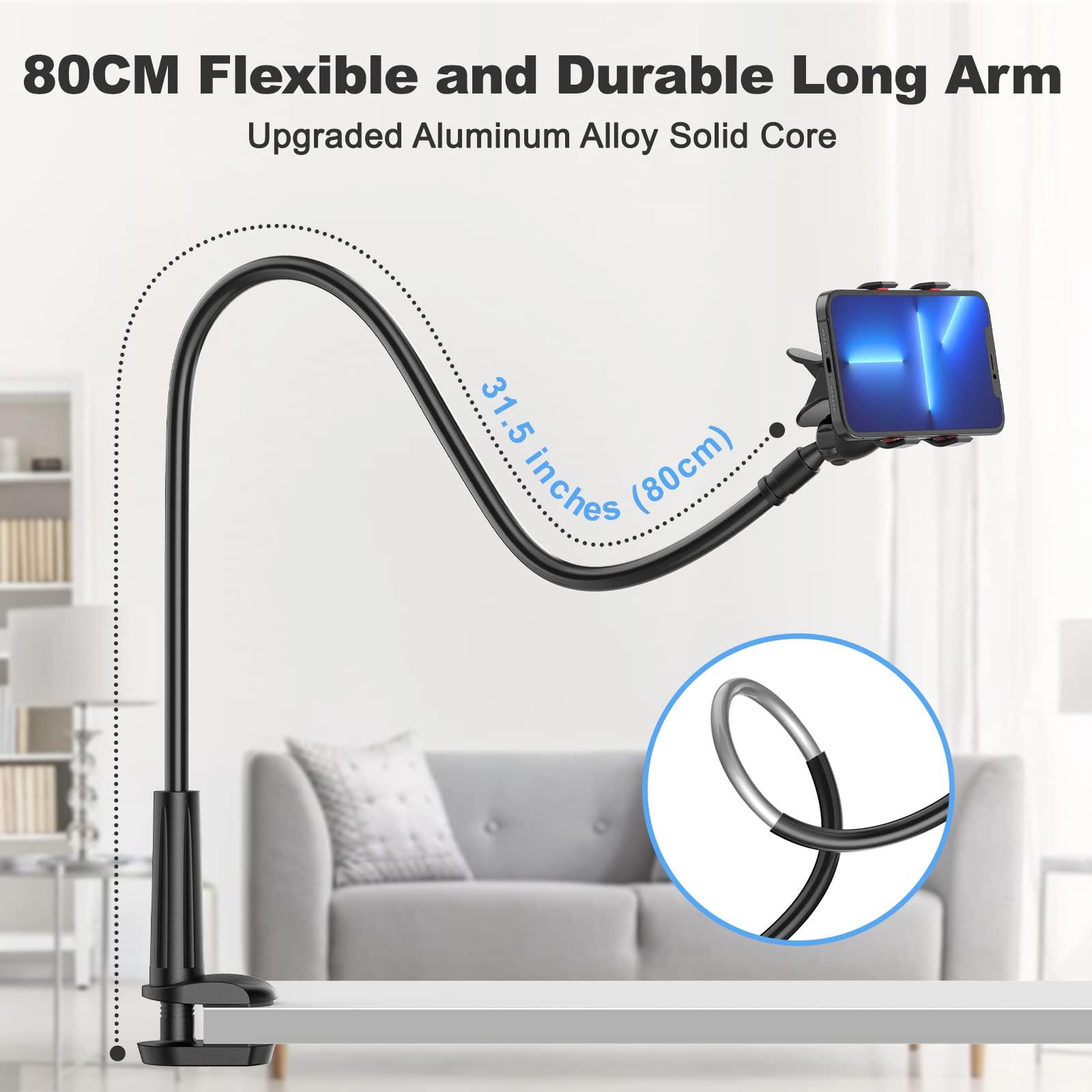 VIVI MAO Gooseneck Cell Phone Holder, Universal 360 Flexible Phone Stand Lazy Bracket Mount Long Arms Clamp for Phone 13 Pro Xs Max XR X 8 7 6 6s Plus and Other 3.5~6.7'' Device (Black)… - Image 2