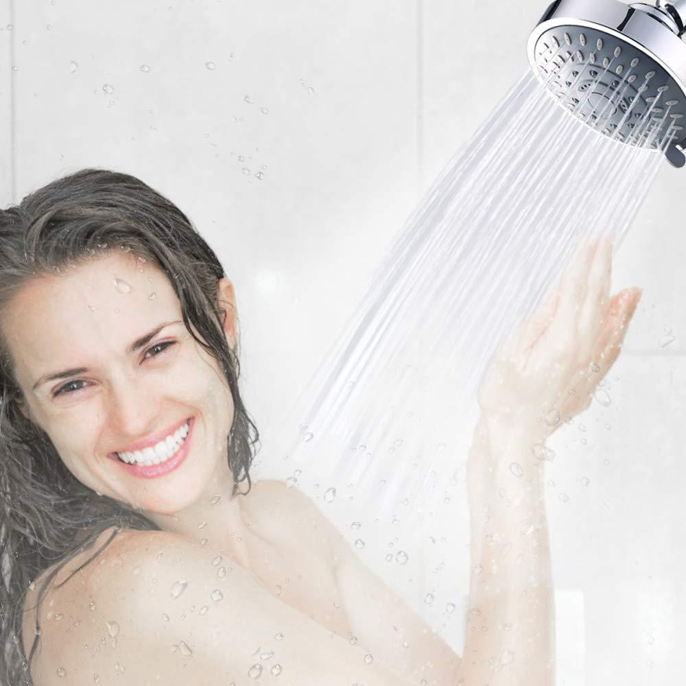 Aisoso Shower Head High Pressure Rain Fixed Showerhead 5-Setting with Adjustable Metal Swivel Ball Joint - Relaxed Shower Experience Even at Low Water Flow & Pressure - Image 7