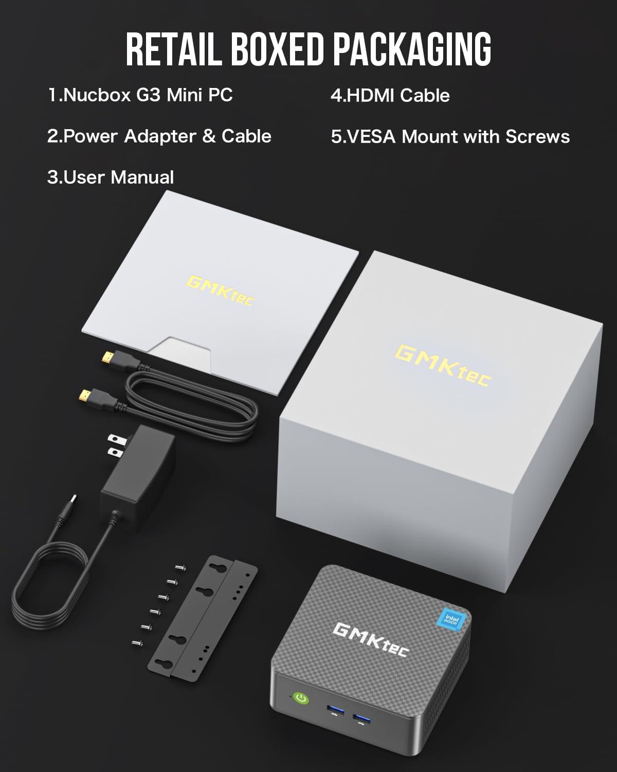 GMKtec Mini PC Intel N150 (Turbo 3.6GHz) 16GB DDR4 1TB PCIe M.2 NVMe SSD, Intel i226-V Desktop Computer 4K Dual HDMI Display/4x USB3.2/WiFi 6/BT5.2/RJ45 Ethernet Nucbox G3 Plus - Image 8