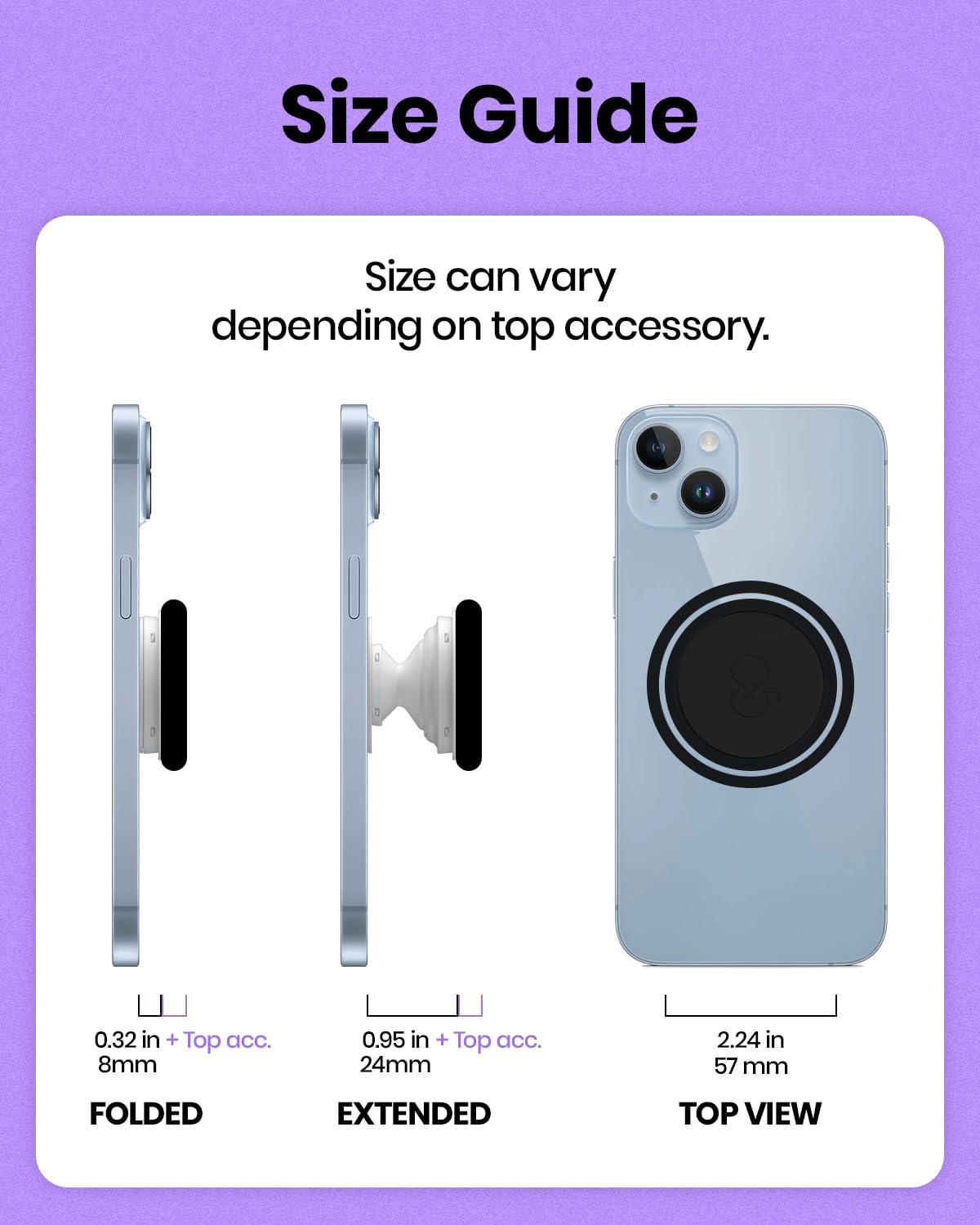 OnTheGrip Compatible with Magsafe Cute Cubic Diamond Heart Shape Design Collapsible Mobile Phone Grip Stand Holder for Smartphone Tablet Cell Phone Accessory (Silver Big) - Image 8
