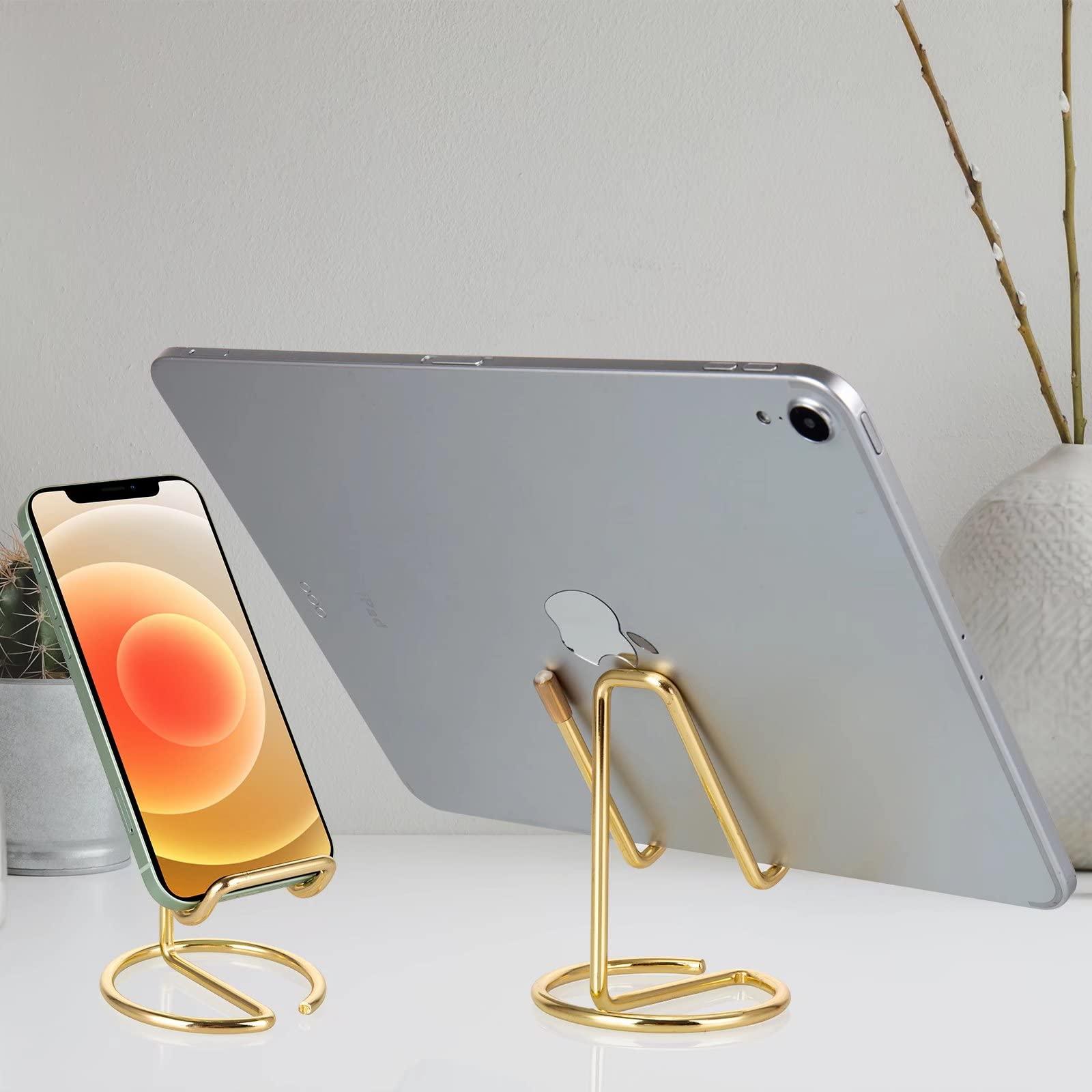 ROPOSY Cell Phone Stand for Desk, Cute Metal Gold Cell Phone Stand Holder Desk Accessories, Compatible with All Mobile Phones, iPhone, Switch, iPad - Image 6