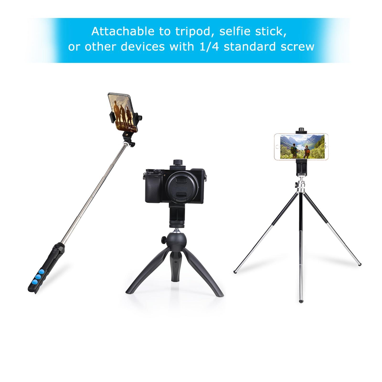 SharingMoment Premium Smartphone Holder/Vertical and Horizontal Tripod Mount Adapter Rotatable Bracket with 1/4 inch Screw/Adjustable Clip for iPhone, Android Cell Phone, Selfie Stick, Camera Stand - Image 7