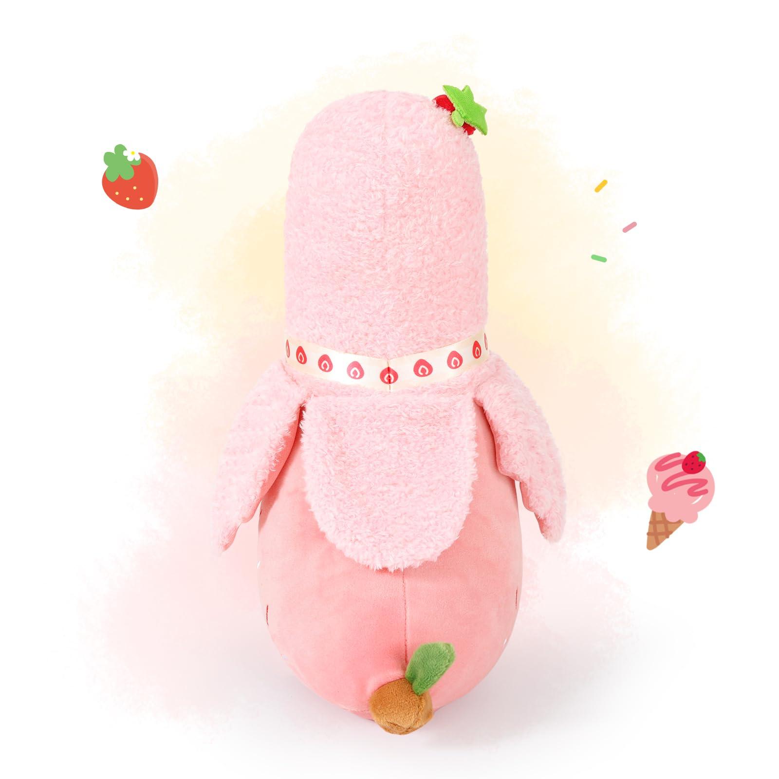 PEACH CAT Strawberry Cake Banana Duck Plush Pillow with Cream Candy Body Plushies Toy Cute Stuffed Animals Gifts for Kids Pink 19.7" - Image 5