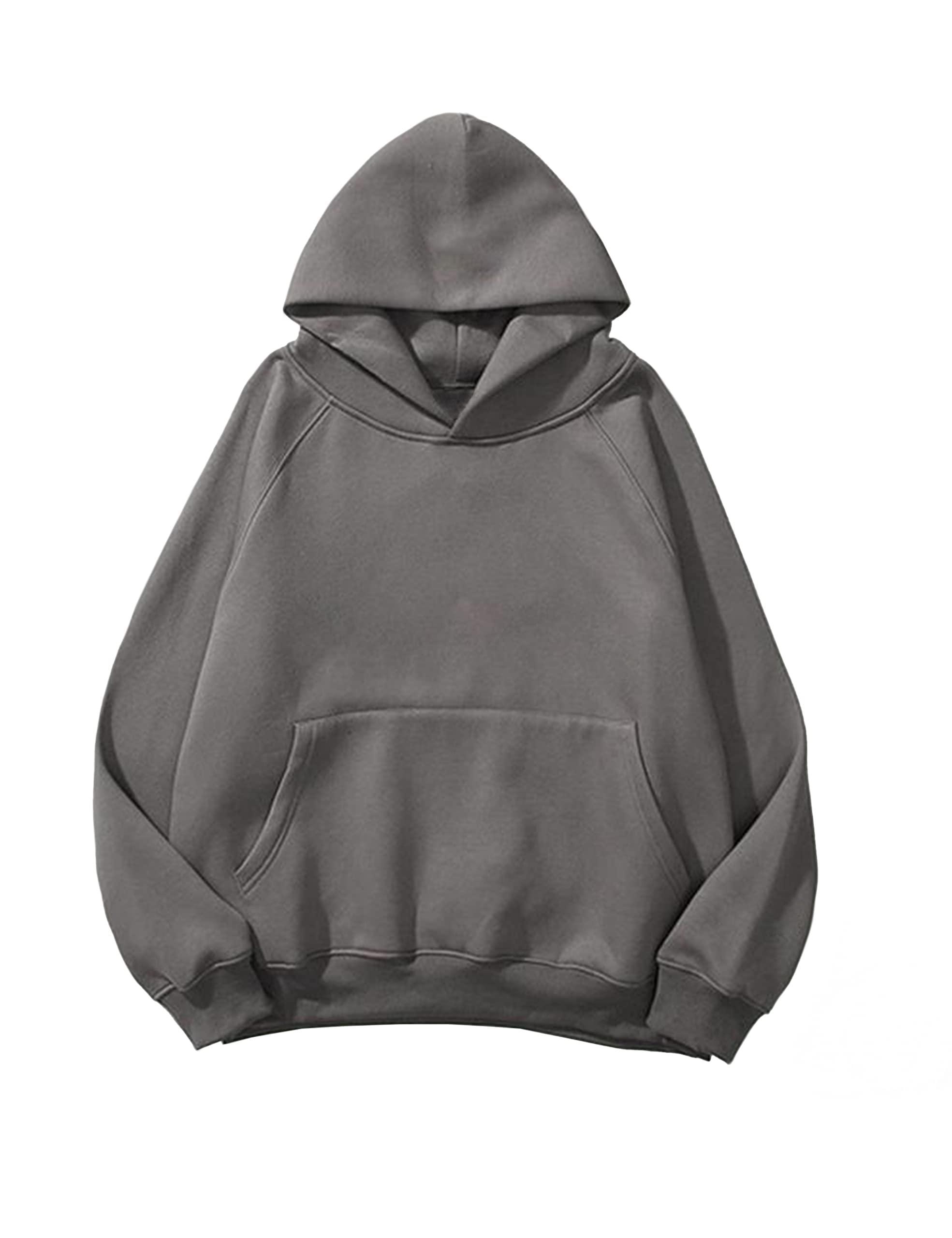 SAFRISIOR Oversized Hoodies for Women and Men Couples Fleece Basic Solid Hooded Sweatshirt Pullover Jackets