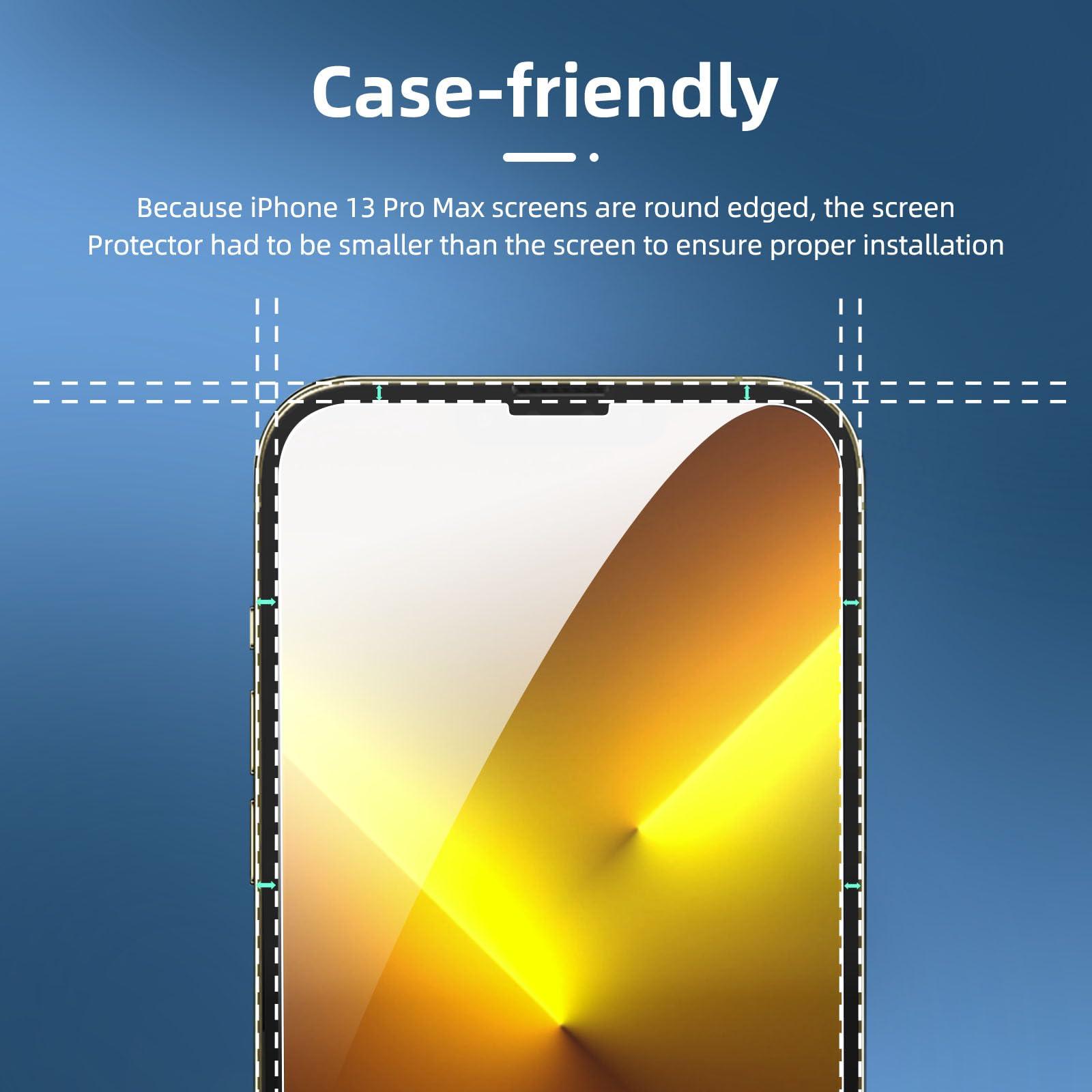 NEW'C 3x for iPhone 13 Pro Max Screen Protector (6.7 inches)+ 3x Camera Lens Protector, Sensor Protection + Dust Plug - Case Friendly Tempered Glass Film, Ultra Resistant - Image 6