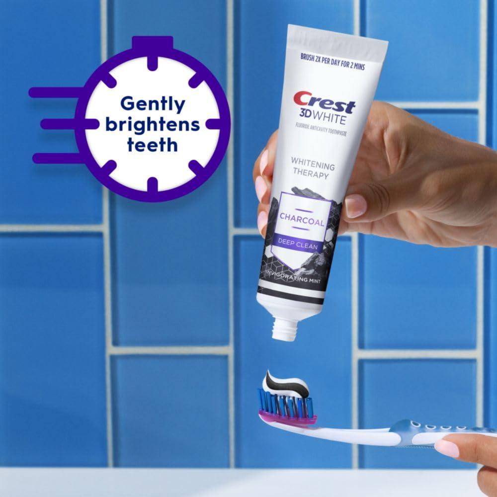 Crest 3D White Whitening Therapy Charcoal Deep Clean Invigorating Mint Teeth Whitening Toothpaste, 4.6 oz Pack of 3, Anticavity Fluoride Toothpaste, Gently Brightens Teeth, Strengthens Enamel - Image 4