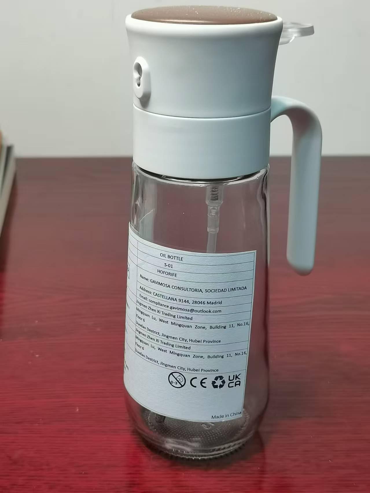 hoforife Glass Olive Oil Dispenser Bottle & Oil Sprayer Bottle 2 In 1 for Kitchen Cooking, Auto Flip Cap, 18oz White - Image 2