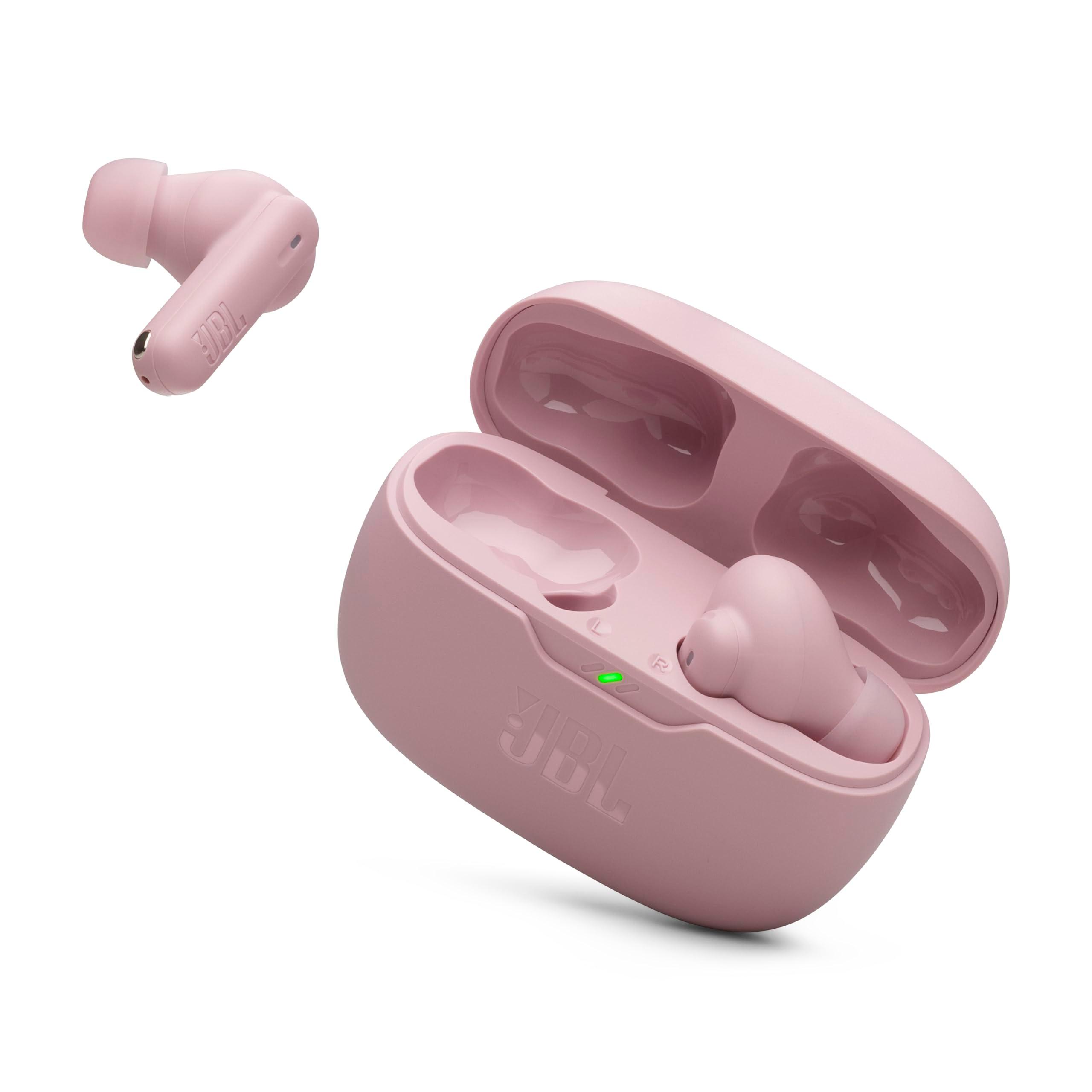JBL Vibe Beam 2 - True Wireless Noise Cancelling Earbuds Pure Bass Sound & Smart Ambient Technology, 4mics for Crisp, Clear Calls, up to 40Hrs of Playback, IP54 Dust & Water Resistant (Pink)