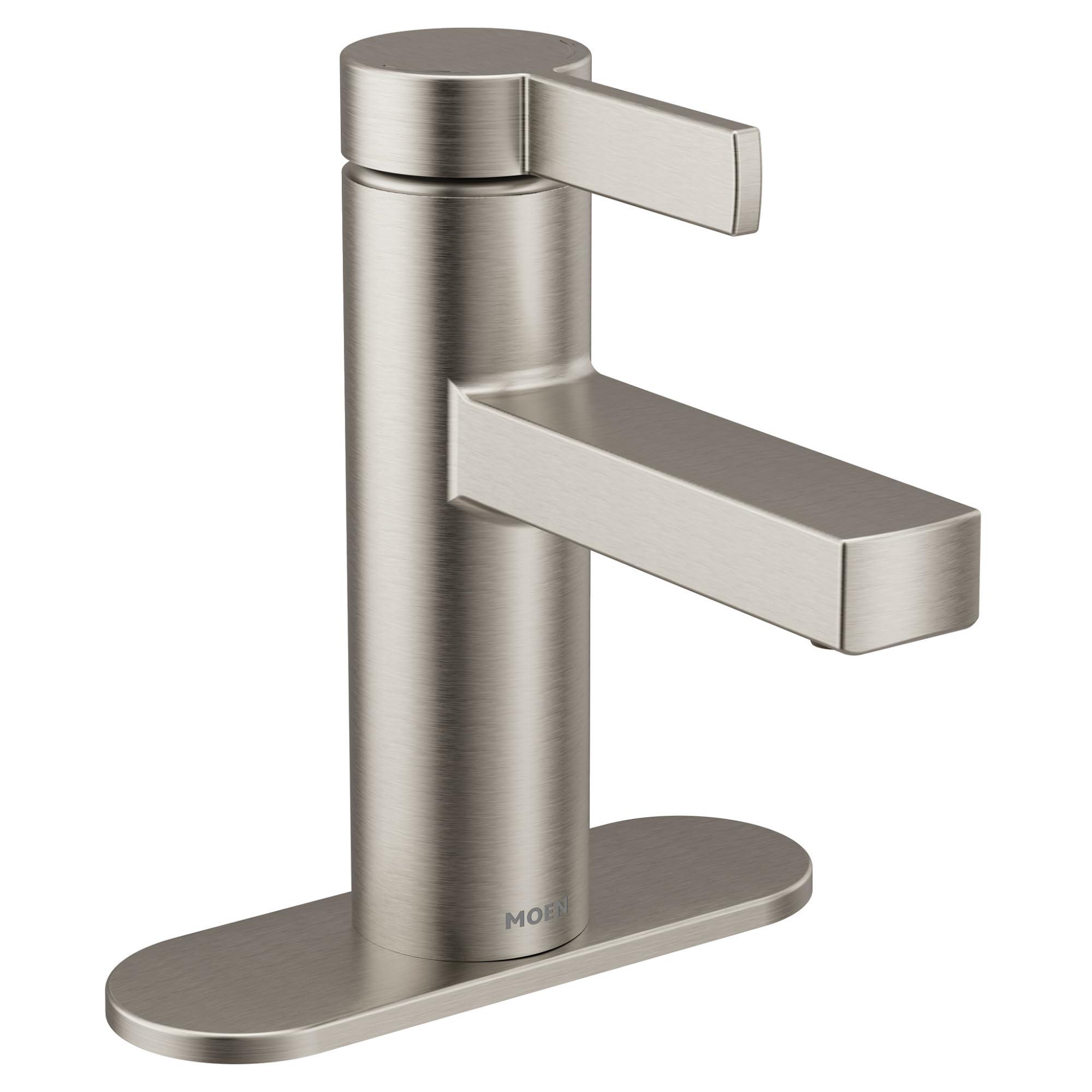 Moen Beric Spot Resist Nickel Modern One-Handle Single Hole Bathroom Faucet with Drain Assembly and Optional Deckplate for Your Bath Sink, 84774SRN - Image 8