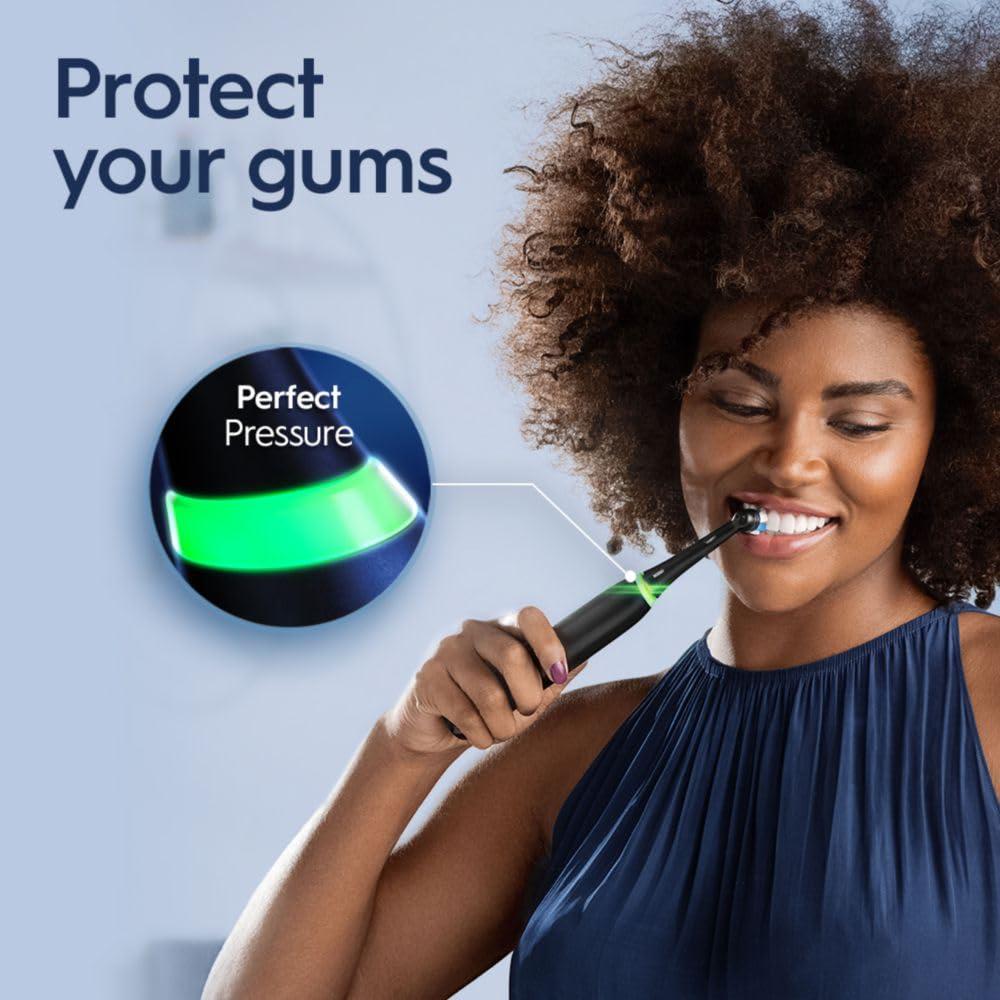 Oral-B iO Deep Clean + Whiten Rechargeable Electric Toothbrush with Visible Pressure Sensor, 2 Minute Timer, 5 Cleaning Settings, 1 iO5 Limited, 3 Toothbrush Heads, Travel Case & Refill Holder, Black - Image 4