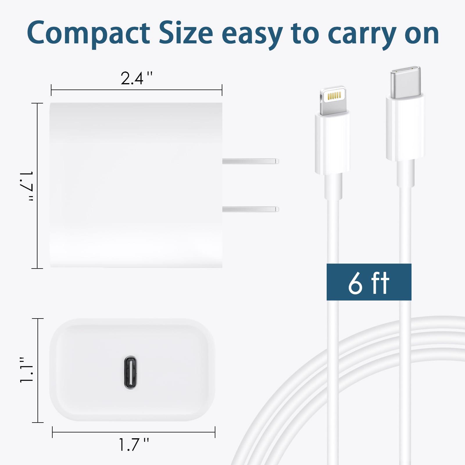 iPhone Charger Fast Charging, MFi Certified, 20W USB C Block with 6Ft Lightning Cable for iPhone 14/13/12/11/Xs/8, iPad and More [2 Pack] - Image 4