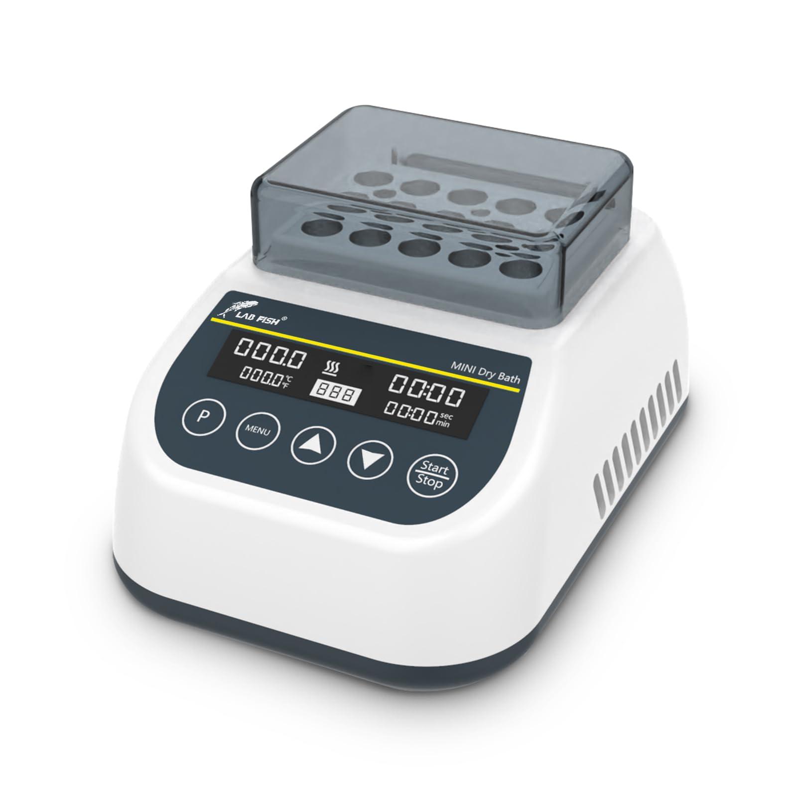 LAB FISH Mini Heating Digital Dry Bath Incubator Laboratory Thermostatic Heater,Programmable Timer | Dry Block Incubator with 1.5ml*15 Centrifuge Tubes Block