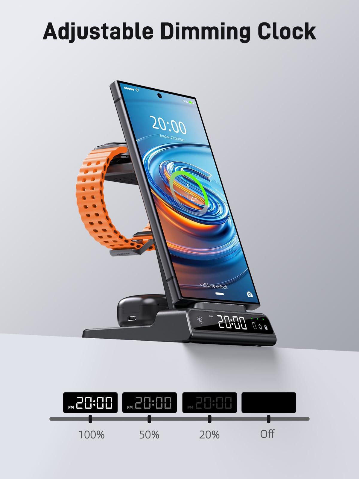 Wireless Charger for Samsung Charging Station, 3 in 1 Android Phone Wireless Charger for Samsung Galaxy S25 Ultra/S24 Ultra/S23/Z Flip 6/Fold 6/Buds, Charger for Galaxy Watch Ultra/7/6/5/4/3 (Black) - Image 4