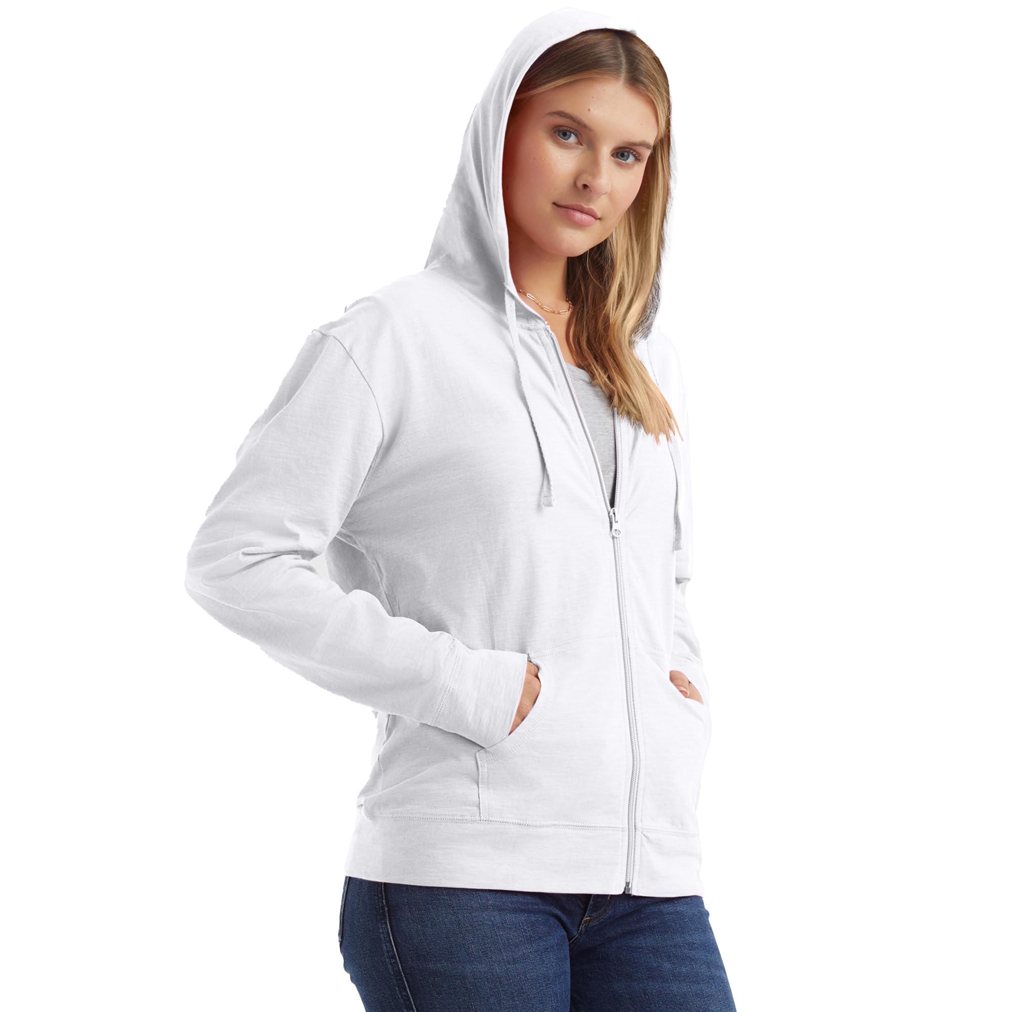Hanes Women’s Slub Knit Full-Zip Hoodie, Textured Cotton Zip-Up T-Shirt Hoodie for Women - Image 3