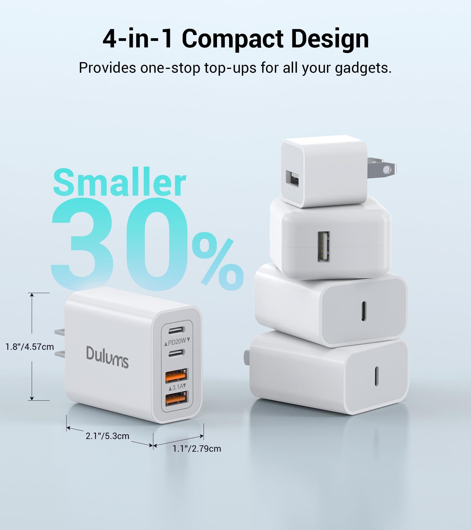 40W USB C Charger Cube, 2-Pack Wall Plug Fast Charging Block, 4-Port PD+QC Power Adapter Multiport Brick Type C Box for iPhone 16/15/14/13/12/11/Pro Max/XS/XR/8/7, Tablets, Cellphones - Image 5