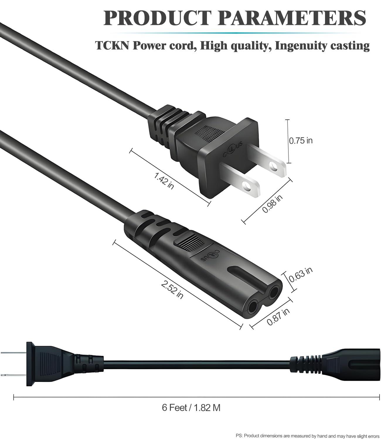 AC Power Cord for JBL PartyBox 710 1000 100 110 120 320 200 300 310 Encore On-The-Go Speaker JBL Soundbar 9.1 5.1 3.1 2.1 Replacement 2 Prong Charger Charging Cable 6 Feet - Image 7