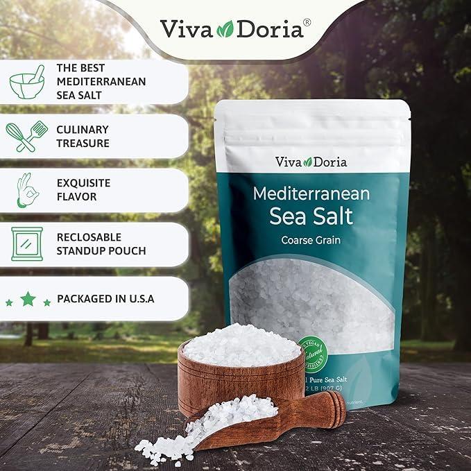 Viva Doria Tellicherry Black Peppercorn, Whole Black Pepper, Black Peppercorns, 12 Oz and Mediterranean Sea Salt, Coarse Grain, 2 lb, For Grinder Refills (2 Set) - Image 2