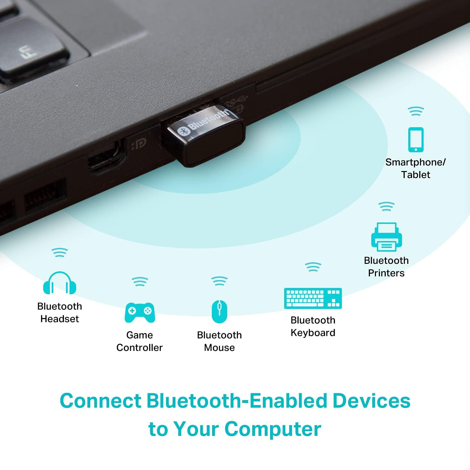 TP-Link USB Bluetooth Adapter for PC, Bluetooth 5.0/5.3 Dongle Receiver, Plug and Play, Nano Design, EDR & BLE, Supports Windows 11/10/8.1/7 for Desktop, Laptop, PS5/PS4/Xbox Controller (UB500) - Image 2