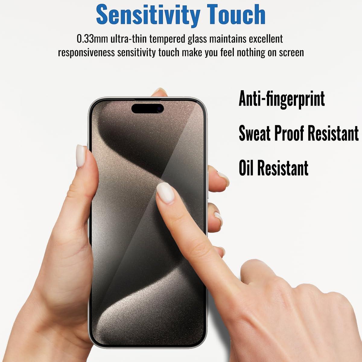 NEEPART 4 Pack Privacy Screen Protector for iPhone 15 Pro Max[6.7 inch], Sensor Protection, Dynamic Island Compatible, 9H Anti Spy Private Tempered Glass Film, Anti-Scratch, Case Friendly, Easy - Image 5