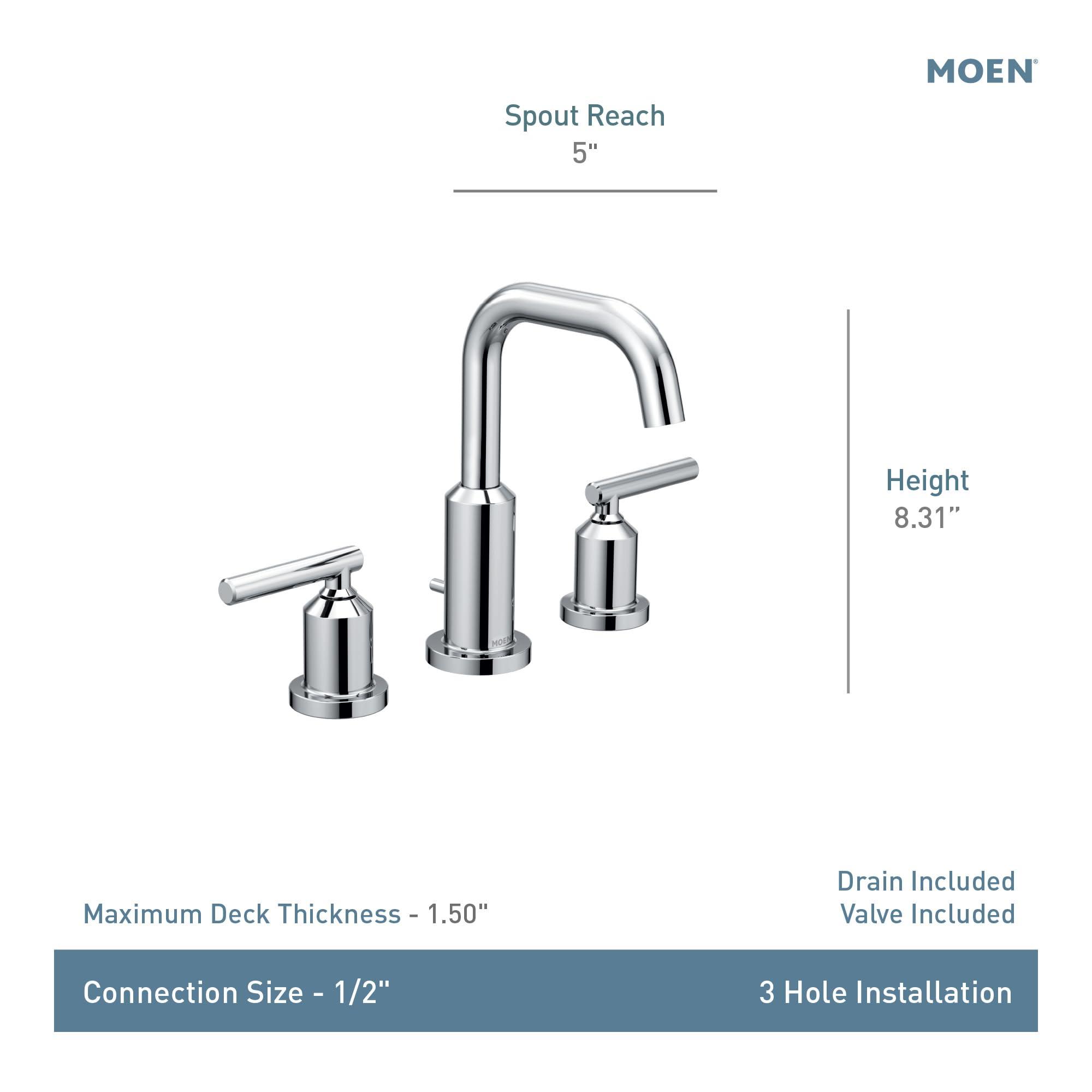 Moen Gibson Brushed Nickel Two-Handle High Arc Widespread Bathroom Sink Faucet for 3-Hole Setups with Valve Included, TV6142BN - Image 3