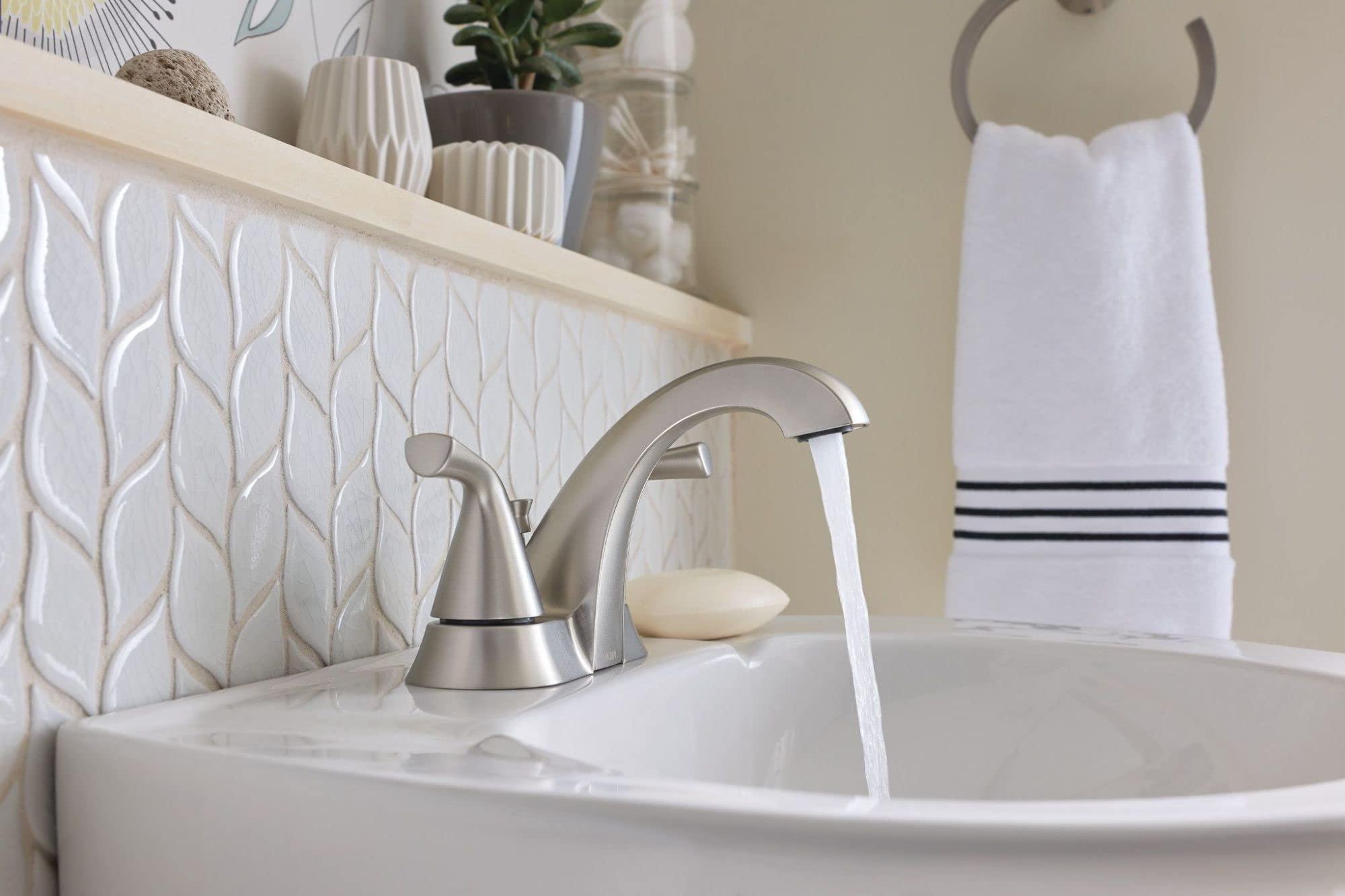 Moen Haber Spot Resist Brushed Nickel Two-Handle 4" Centerset Bathroom Faucet, 3-Hole Faucet, 84768SRN - Image 7