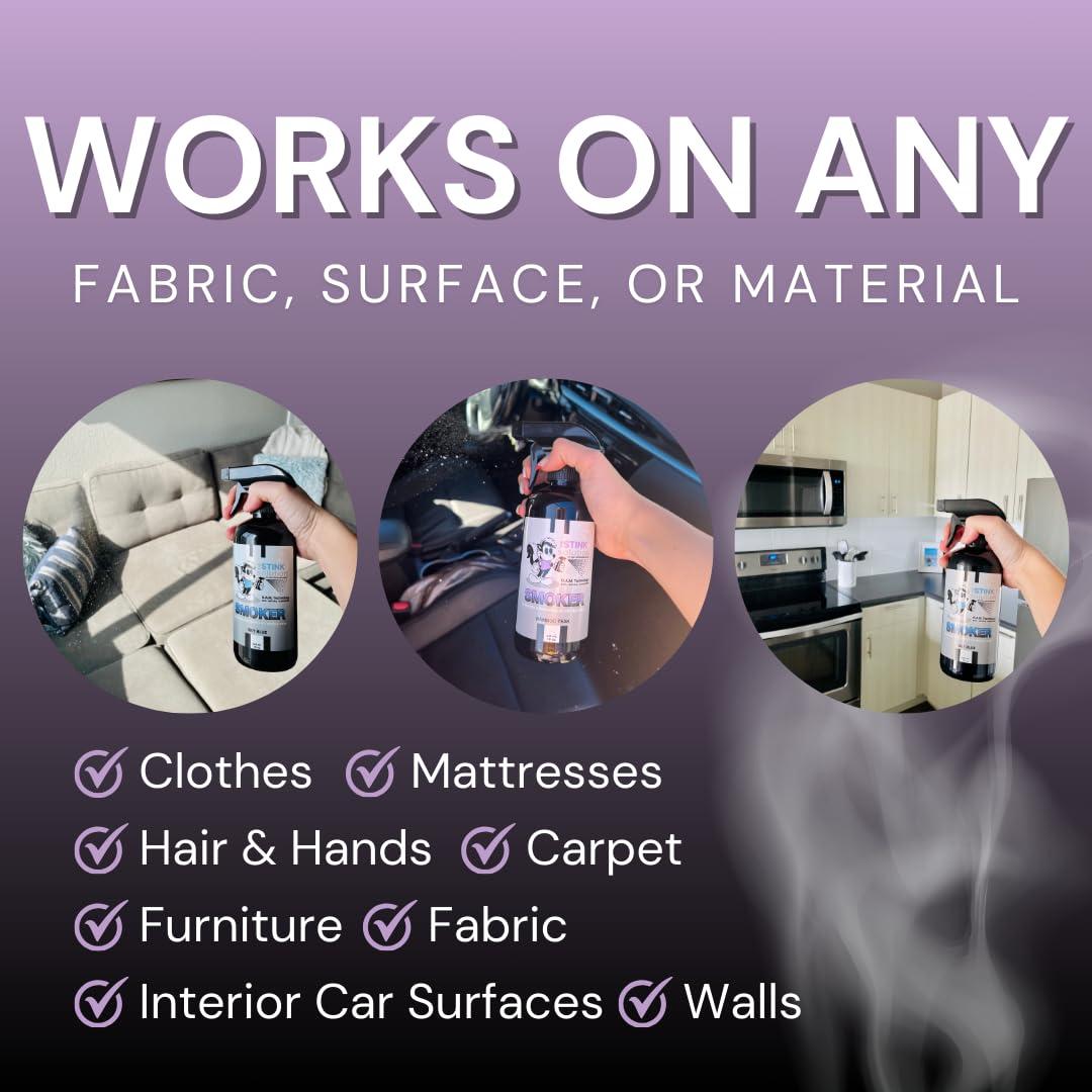 The Stink Solution Smoke Odor Eliminator Spray - Completely Remove Smoke Smell From House, Car, Clothes, Hands, Hair, & More - Best Odor Eliminator For Smoke - Bamboo Teak Fragrance - 2 16 oz Bottles - Image 2