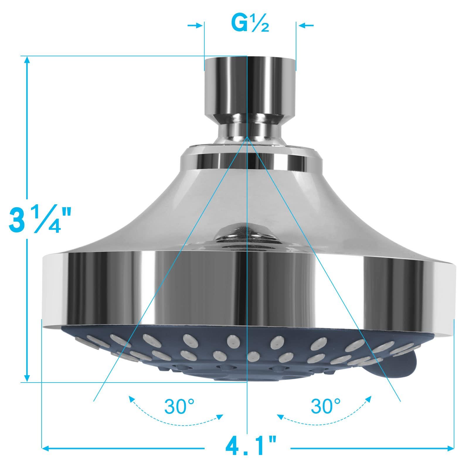 Aisoso Shower Head High Pressure Rain Fixed Showerhead 5-Setting with Adjustable Metal Swivel Ball Joint - Relaxed Shower Experience Even at Low Water Flow & Pressure - Image 3