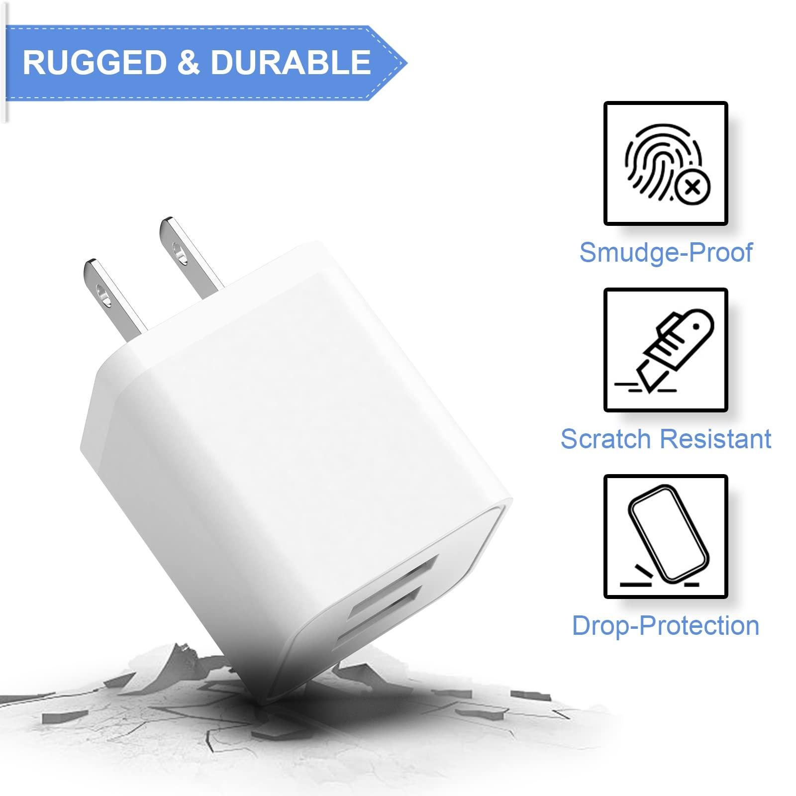 6Pack USB Wall Charger, iGENJUN 2.4A Phone Charger Dual USB Port Cube Power Plug Adapter Fast Wall Chargers Block Compatible with iPhone 16/16 Pro/15/15 Pro, Samsung Galaxy, Pixel, LG, Android-White - Image 4