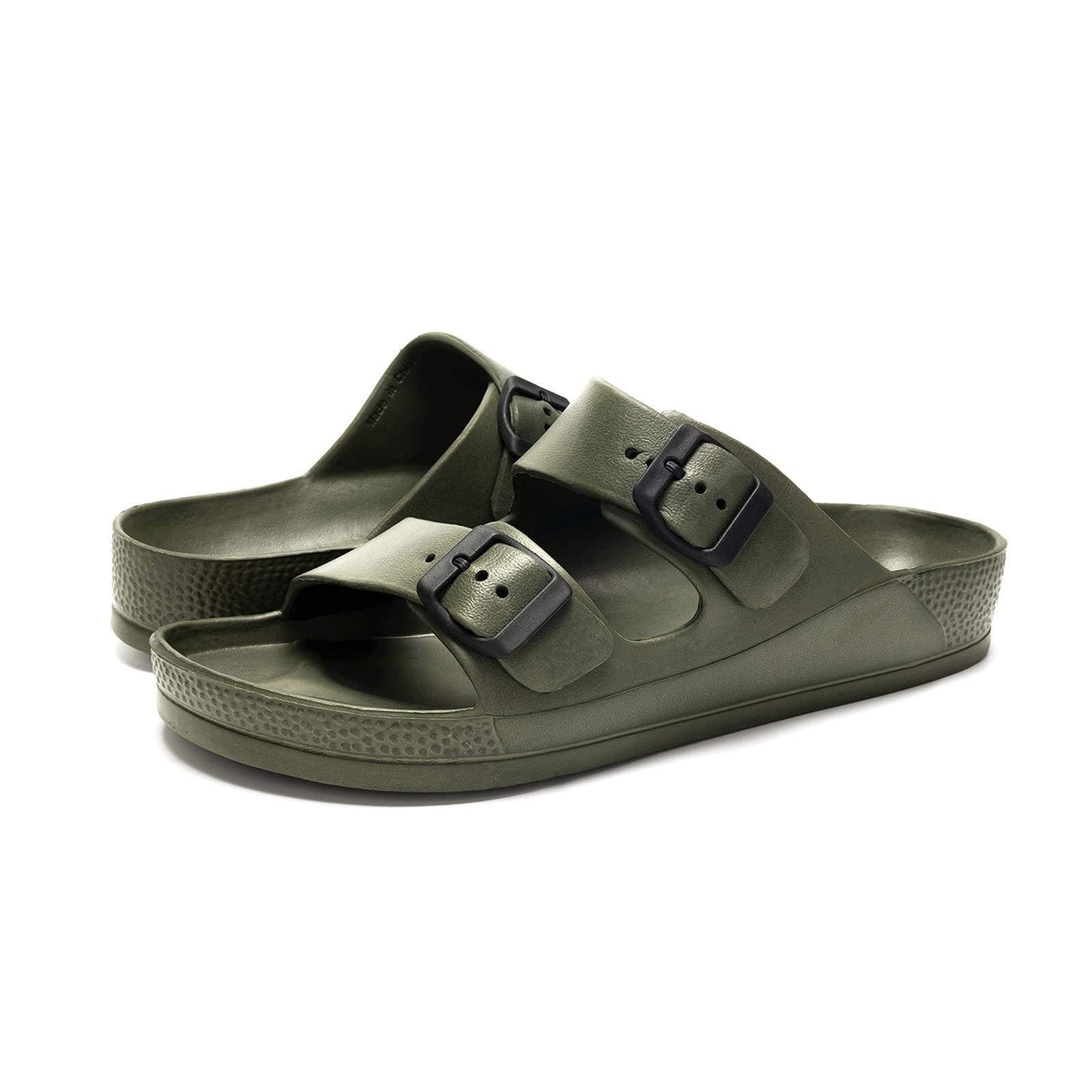 FUNKYMONKEY Men's Comfort Slides Double Buckle Adjustable EVA Flat Sandals - Image 5