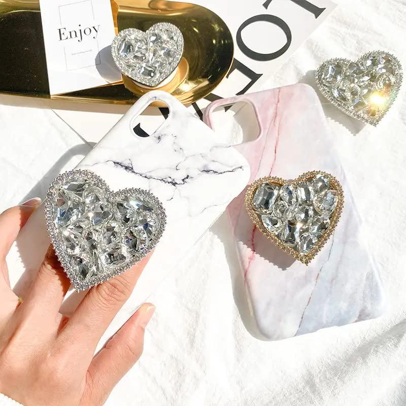 OnTheGrip Cute Cubic Diamond Heart Shape Design Collapsible Expandible Mobile Phone Grip Stand Holder for Smartphone Tablet Cell Phone Accessory (Gold Small) - Image 8