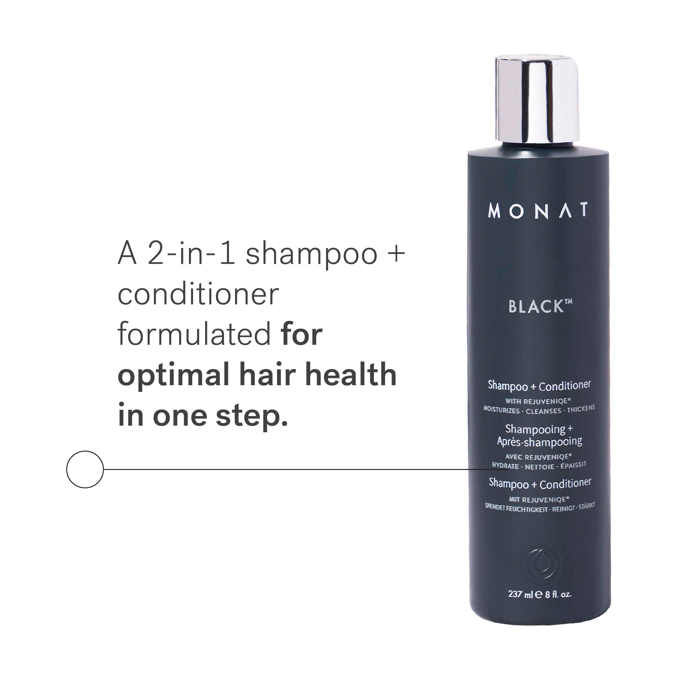 MONAT Black Shampoo + Conditioner – A 2-in-1 Formula for Optimal Hair Care in One Step – Cleanses, Conditions, and Promotes Stronger, Healthier-Looking Hair – For All Hair Types – 237ml (8.0 fl oz) - Image 2