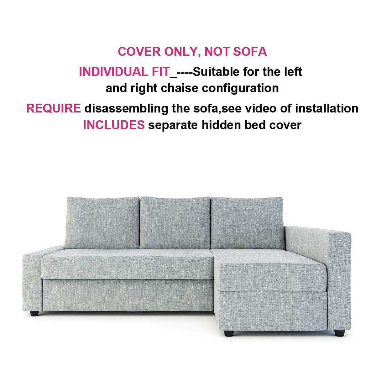 MASTERS OF COVERS Snug Fit Friheten Slipcover for The IKEA Friheten with Chaise Corner Cover, Sofa Bed Cover, Sectional Slipcover Replacement (Light Grey)（Cover Only！Not Sofa！） - Image 3