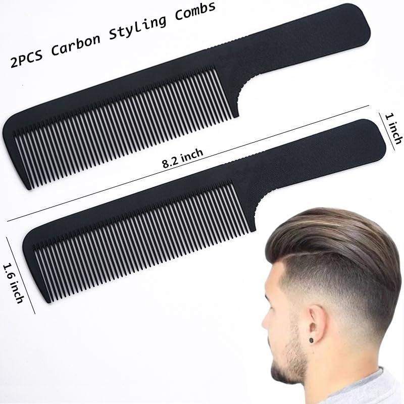 SQULIGT 10 Pcs Barber Clipper Cleaning Brush and 2 Pcs Beard Comb, Barber Accessories, Beard Styling Detangling Combs, Blade Trimmer Cleaning Mini Brushes Bulk Set, Beard Hair Combs Tool Set(Black) - Image 2