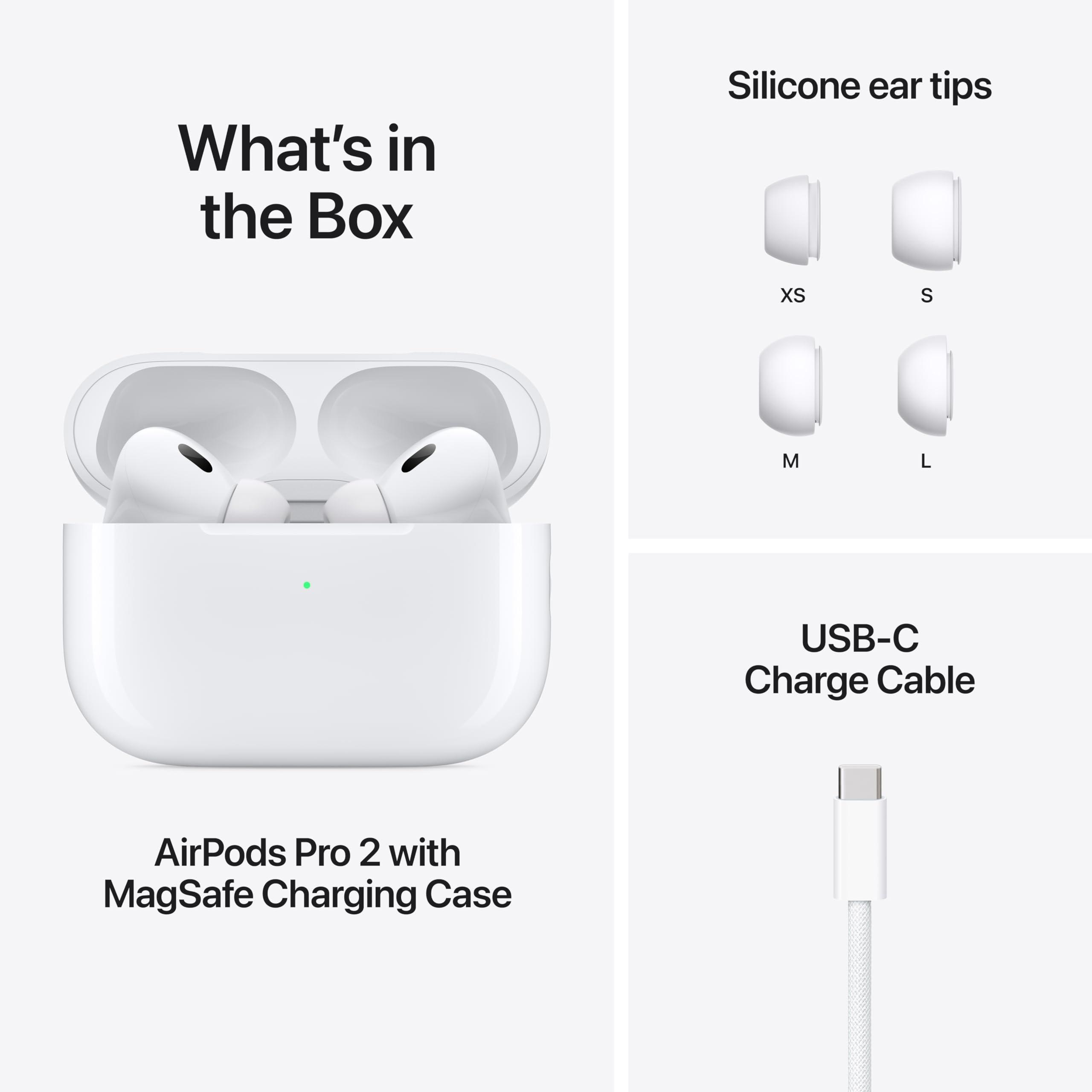 Apple AirPods Pro (2nd Generation) Wireless Ear Buds with USB-C Charging, Up to 2X More Active Noise Cancelling Bluetooth Headphones, Transparency Mode, Adaptive Audio, Personalized Spatial Audio - Image 5