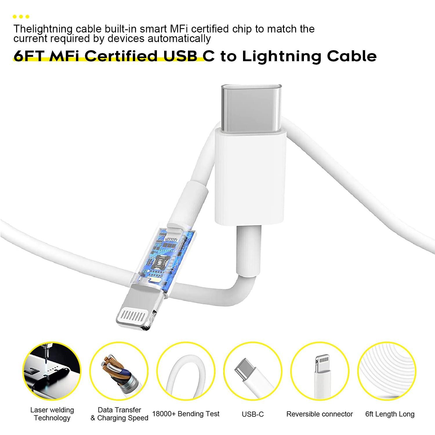 Fast Charger iPhone,i Phone Charge Cable,3Pack iPhone Charger Fast Charging 6Foot Phone Charging USB C Charge Adapter 6FT Type C to Lightning Cable for iPhone 14 Pro Max/14 Plus/13/12 Mini/11/10/XS/SE - Image 7