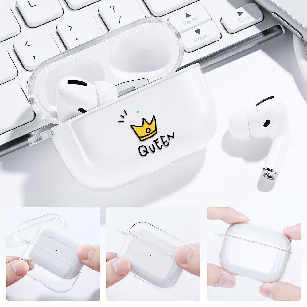 AKABEILA Airpods Pro Case Cover Cute Soft Silicone Clear with Pattern Designs for Women Men Shockproof Protective Case for Airpods Pro Case with Carabiner [Front LED Visible] - Image 6