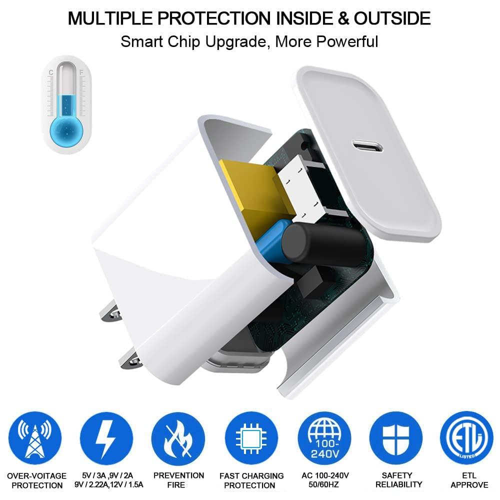 DABUSTAR for iPhone Fast Charger, 20W USB C PD Wall Charger Block Plug with[MFi Certified]6ft Type C to Lightning Cable Quick Charging Data Sync Cord for iPhone14 13 12 11 Pro Max Mini Xs Xr iPad Air - Image 4