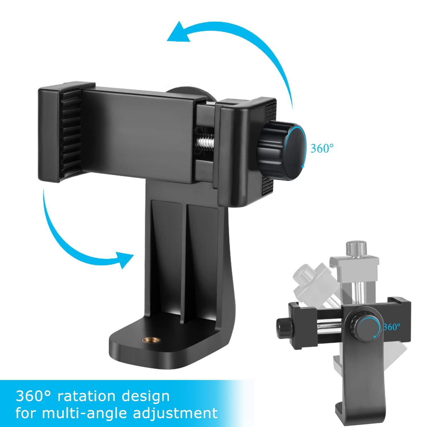 SharingMoment Premium Smartphone Holder/Vertical and Horizontal Tripod Mount Adapter Rotatable Bracket with 1/4 inch Screw/Adjustable Clip for iPhone, Android Cell Phone, Selfie Stick, Camera Stand - Image 2
