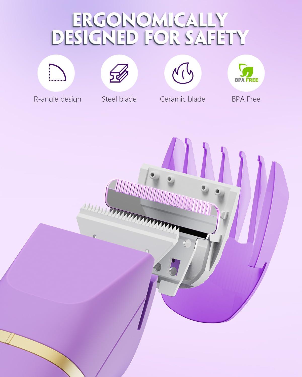 Bikini Trimmer 3 in 1 Electric Razor for Women - IPX7 Waterproof Wet & Dry Body Shaver, Pubic & Facial Hair Remover with Ceramic Blade, USB Rechargeable Dock & Gift Ready - Image 4